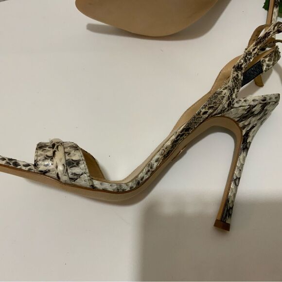 Chelsea Paris Beige Multi Snakeskin Stiletto High Heels Sandals Size 7B/ 37 NEW - Picture 13 of 13